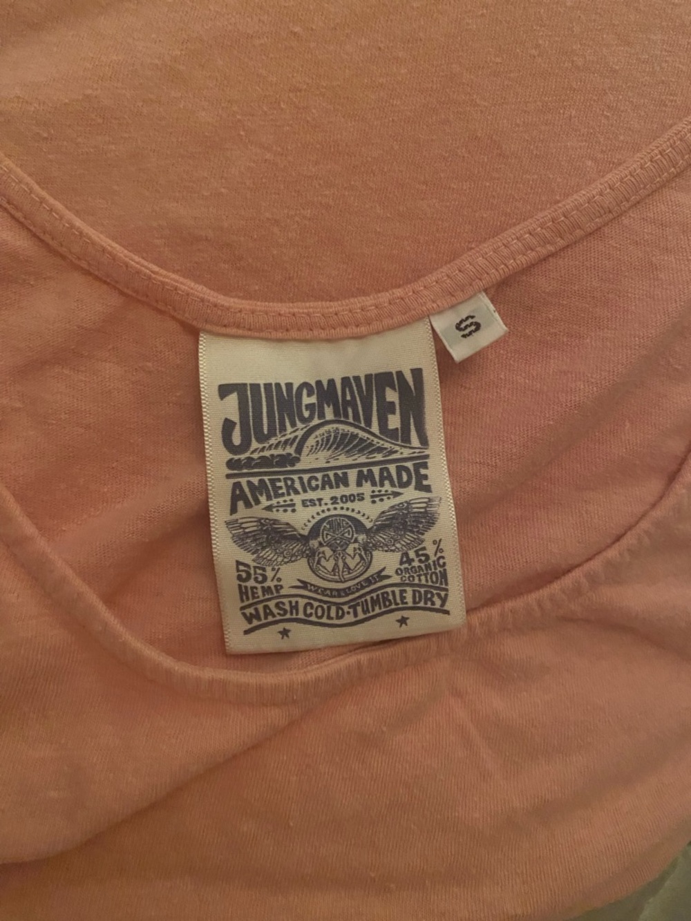 Jung Maven hemp and cotton cropped tank salmon pink size Small - Picture 3 of 3